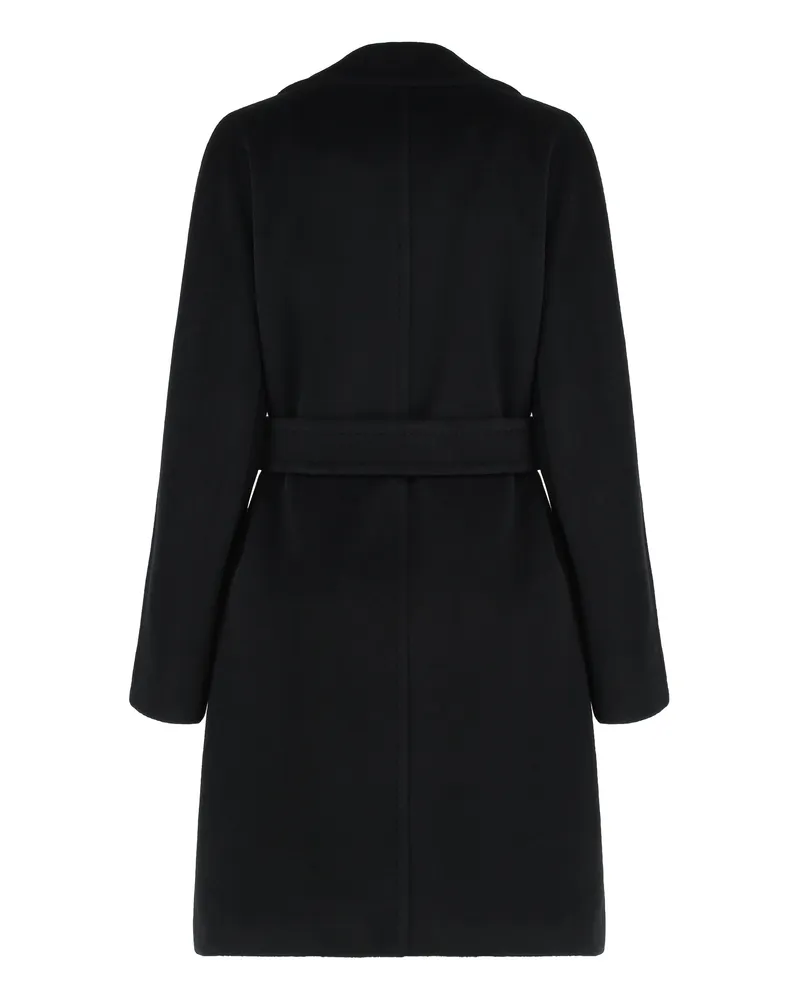 Max Mara Women's Beaver Wool Midi Robe Coat Black Virgin Black
