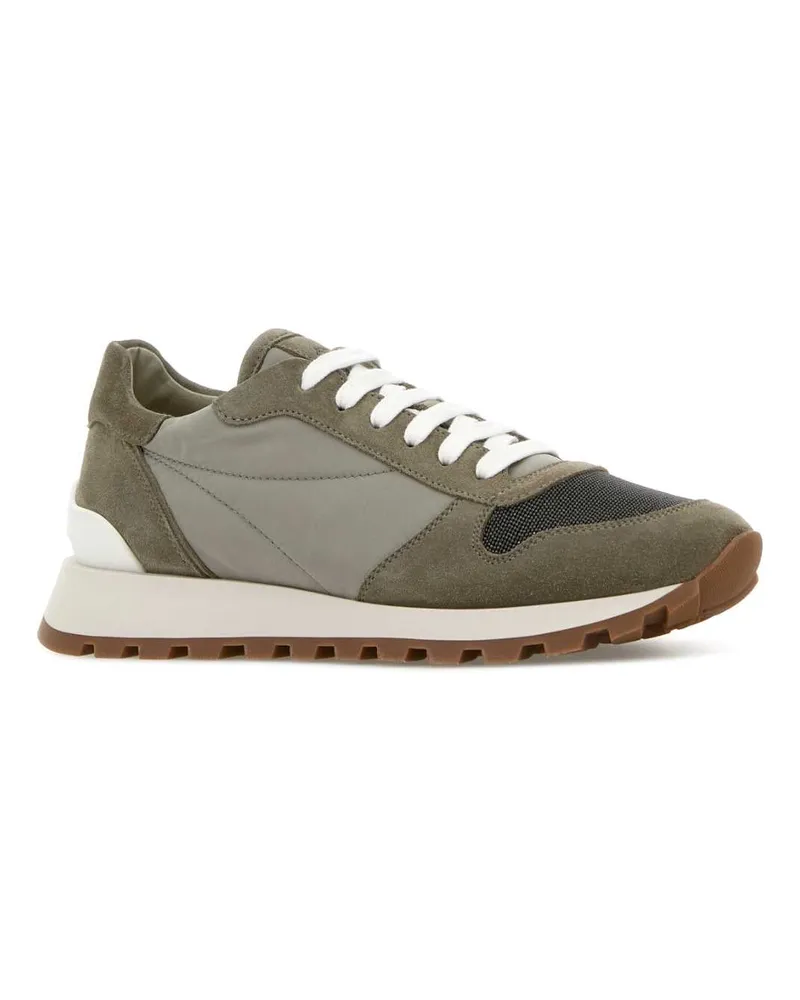 Brunello Cucinelli Women's Dove Grey Suede And Fabric Sneakers C7550 Gray