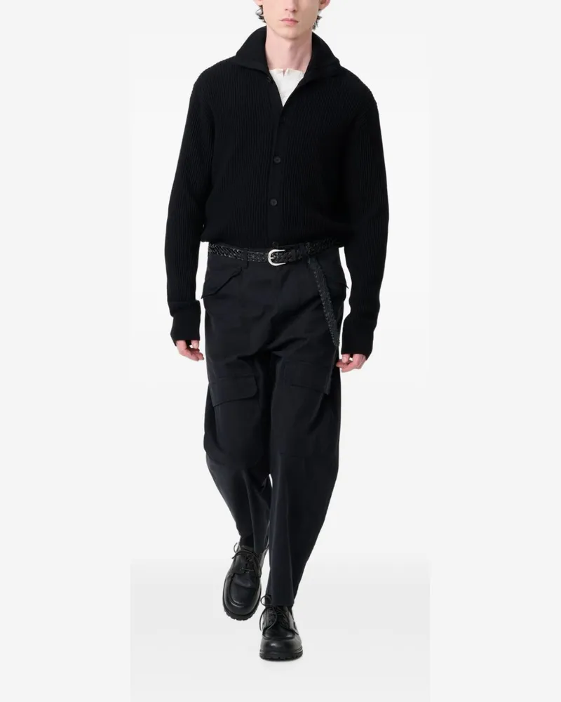 Studio Nicholson Men's Cardigan Oran Black Cotton Cardigans Sweater Black
