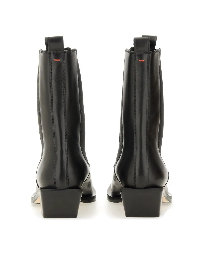 aeyde Calf Leather Boot — Black Black