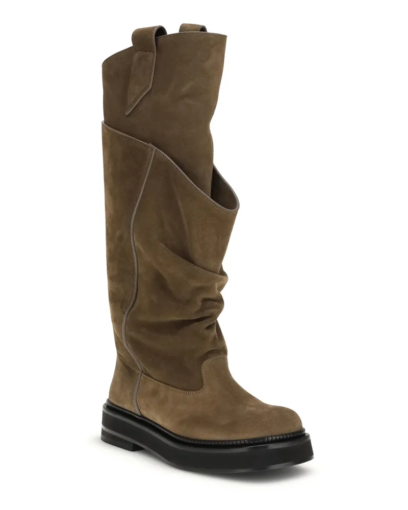 ATTICO Women's Boots La Passeggiata Suede Brown Calf Leather Brown