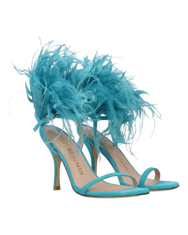 Stuart Weitzman Women's Green Leather Stiletto Heel Sandals Blue