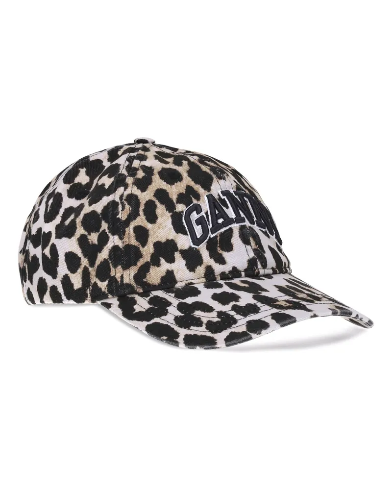 Ganni Women's Leopard Baseball Hat Cotton E Hairbands Multicolor