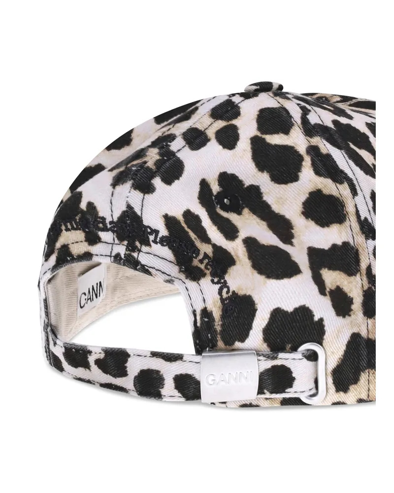 Ganni Women's Leopard Baseball Hat Cotton E Hairbands Multicolor