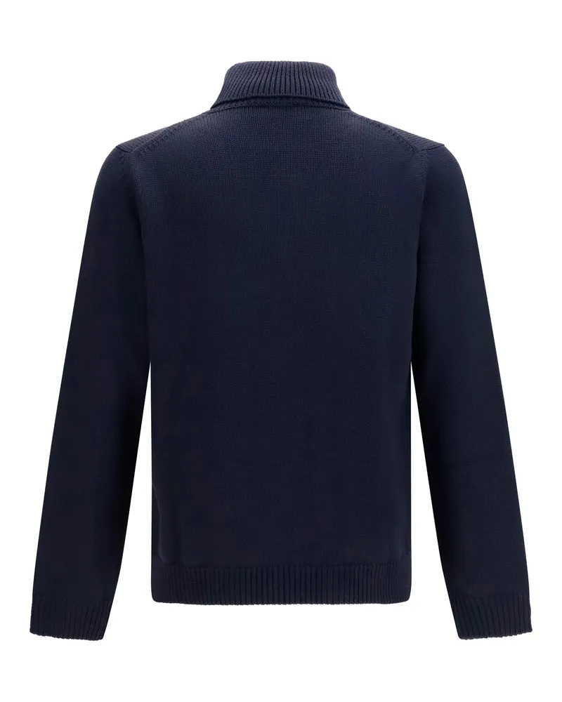 Roberto Collina Men's Turtleneck Wool Sweater Blue Merino Blue
