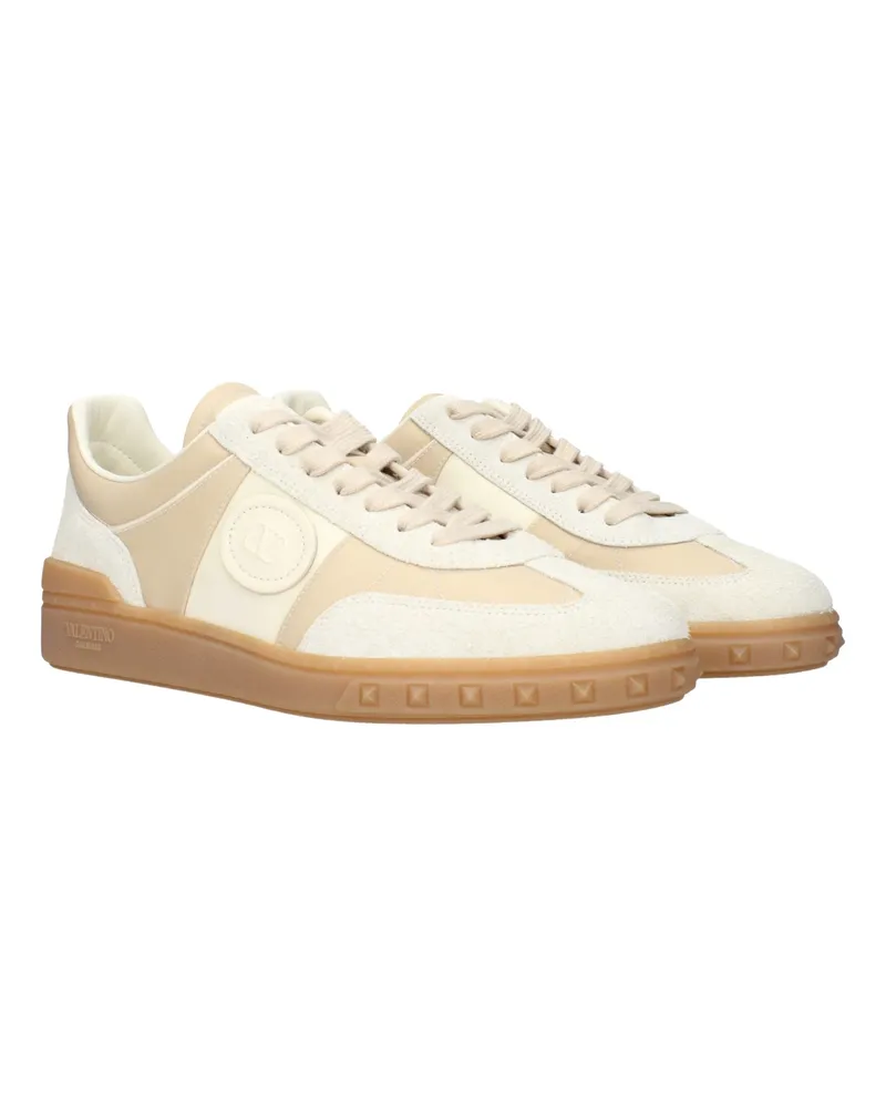 Valentino Garavani Men's Beige Fabric Low Top Sneakers Beige