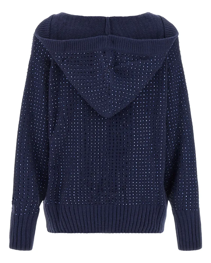 Pinko Rhinestone-Embellished Hood Cardigan — Navy Navy