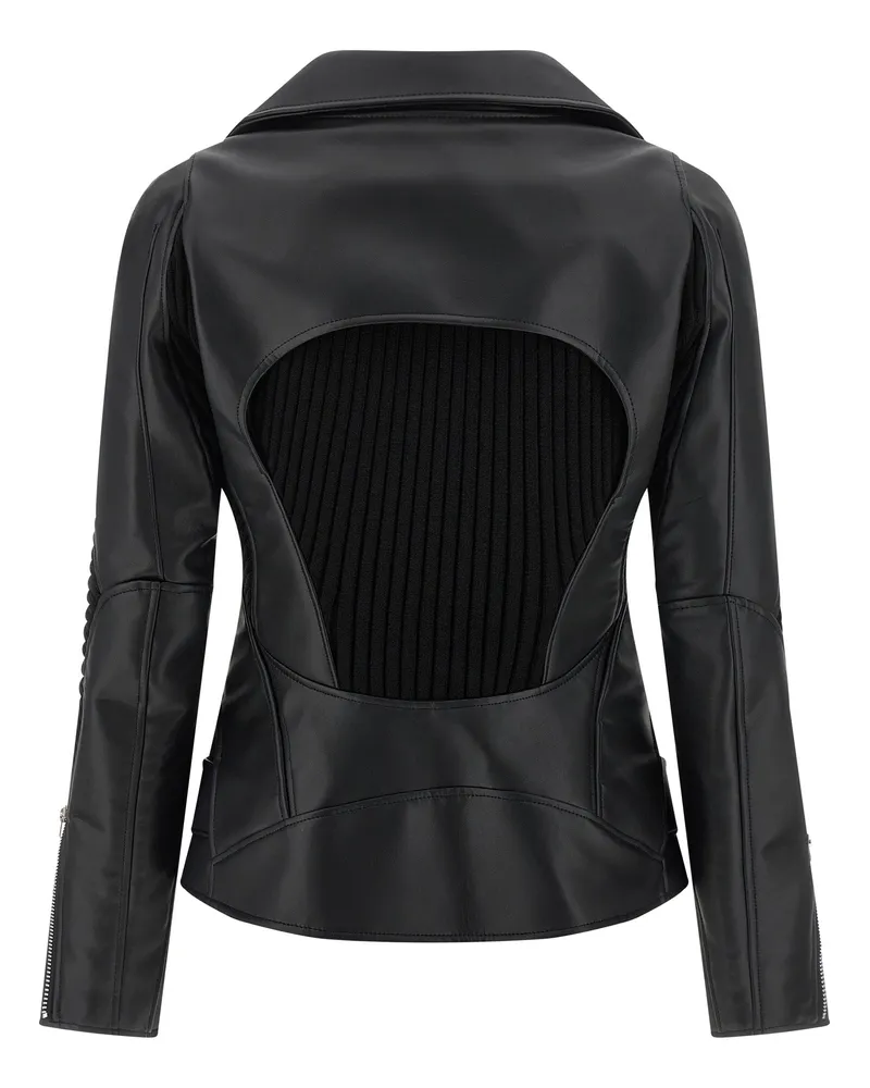 Junya Watanabe Women's Black Artificial Leather Biker Jacket Clothing Black