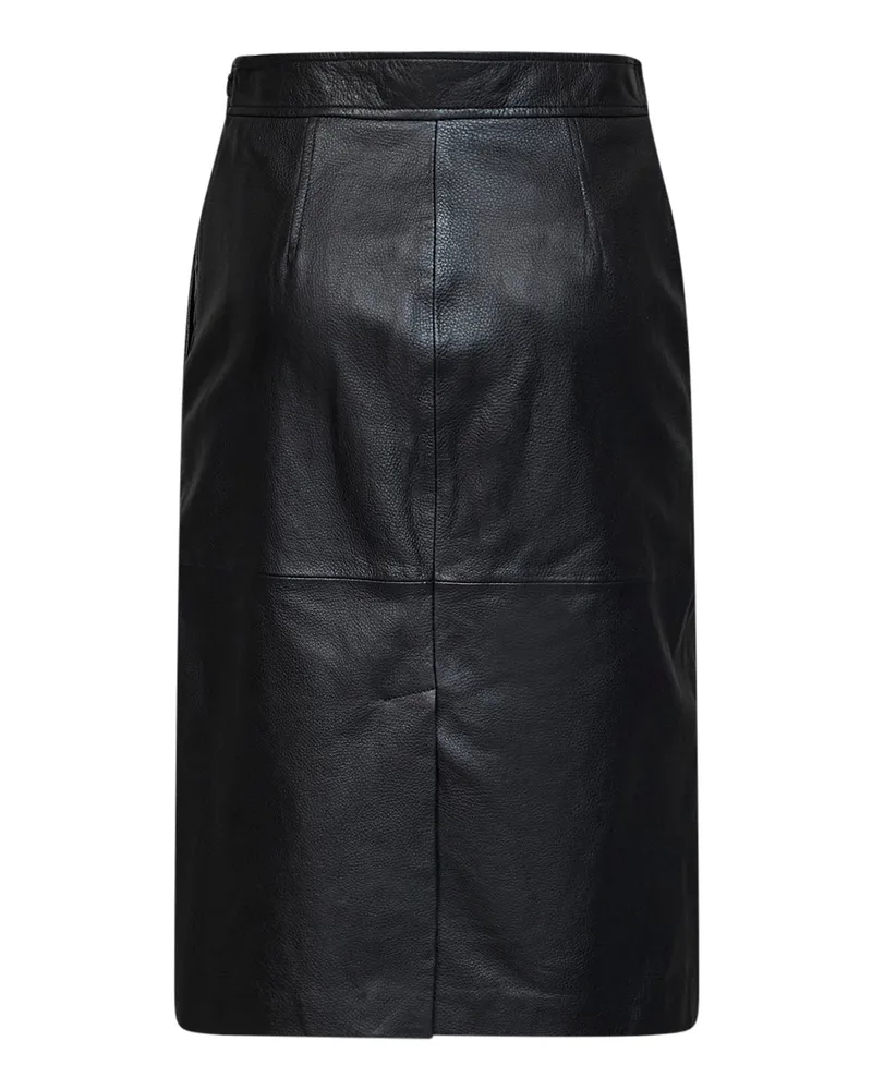 Max Mara Women's Pencil Skirt Msttimore Hammered Nappa Leather Black Black