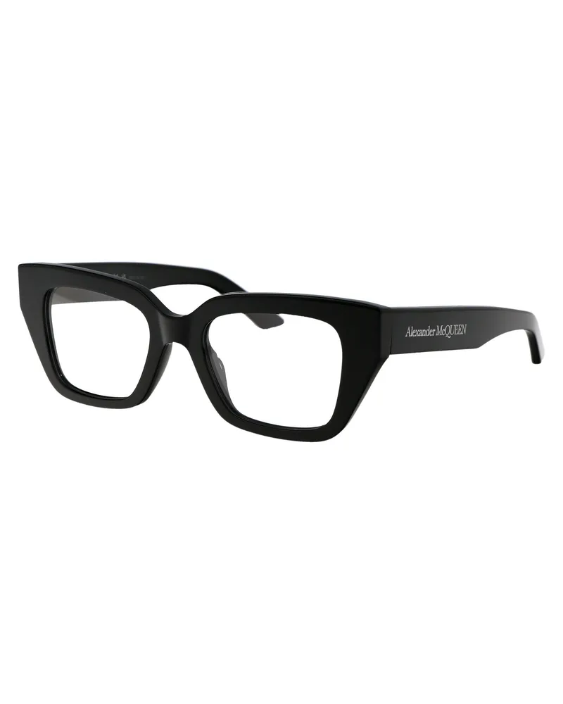 Alexander McQueen Women's Sunglasses Am0453o Black-Black-Transparent Acetate Glasses & Frames Black/black/transparent Black