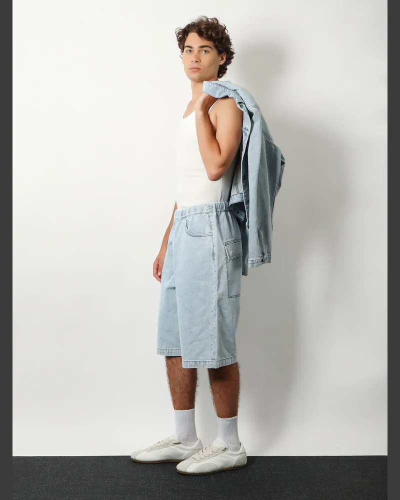 Entire Studios Men's Light-Washed Denim Bermuda Shorts Blue Cotton Blue
