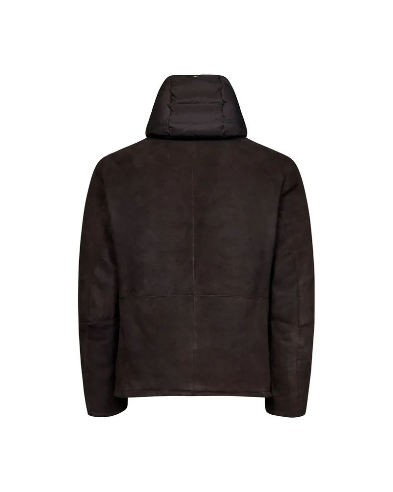 Herno Men's Brown Lambskin Shell Jacket Clothing Brown