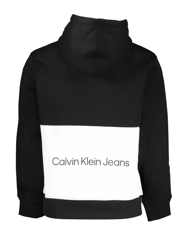 Calvin Klein Logo-Embroidered Cotton-Blend Hoodie — Black Black