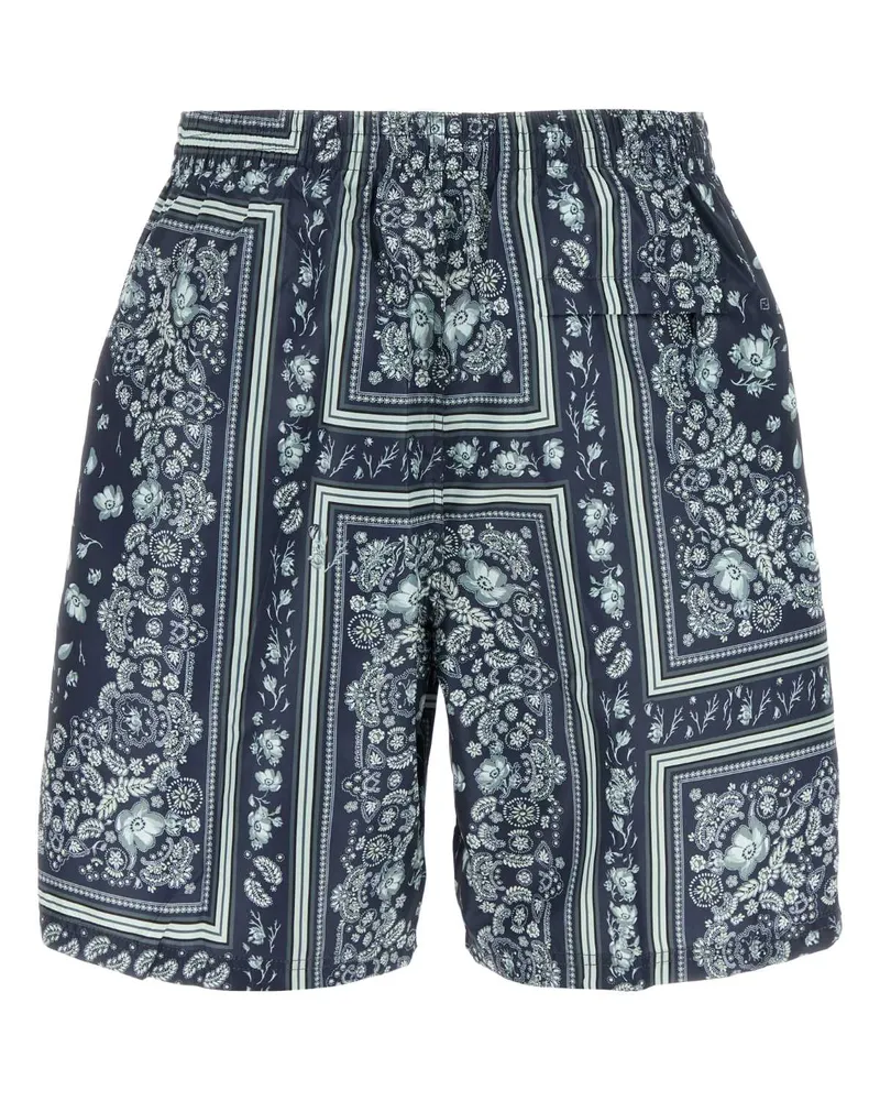 Fendi Men's Printed Polyester Swimming Shorts Baia Intimo Navy