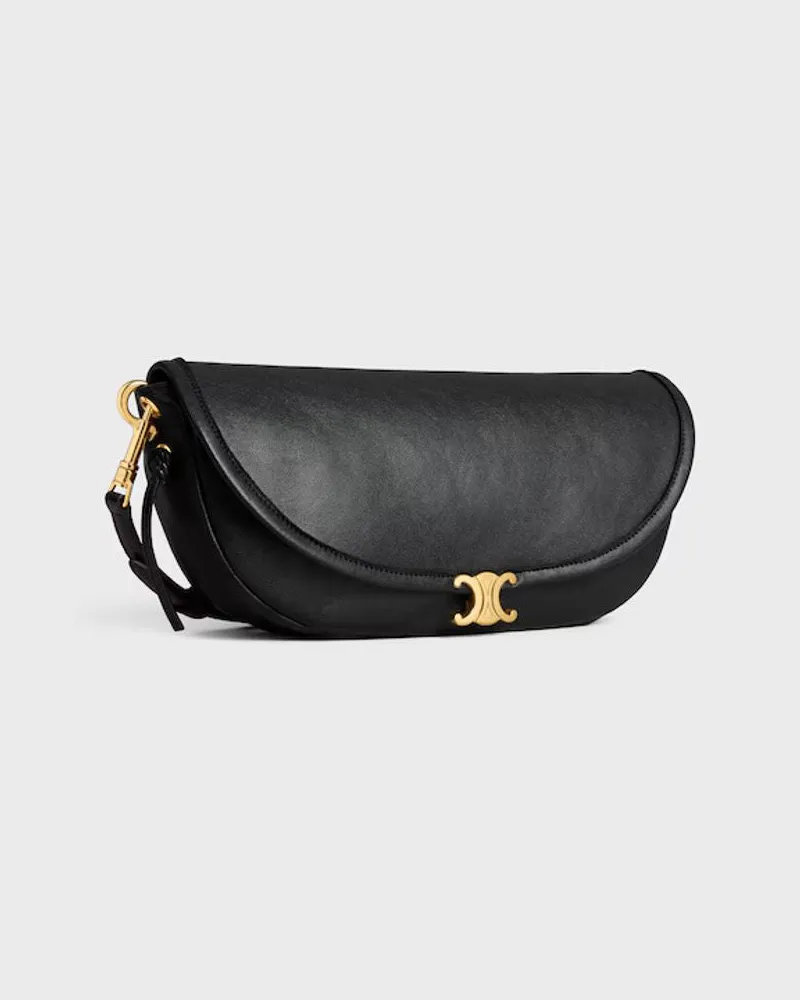 Celine Sculpted Gold Hardware Crossbody Bag — Black Black