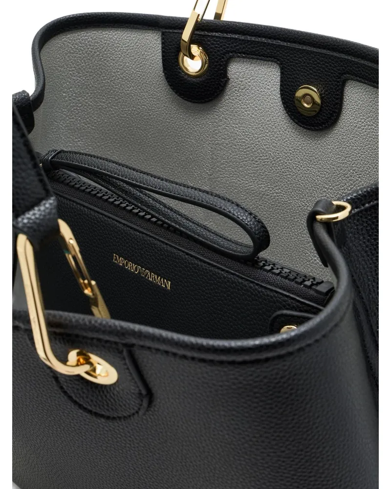 Emporio Armani Pebbled Leather Tote Bag — Black Black