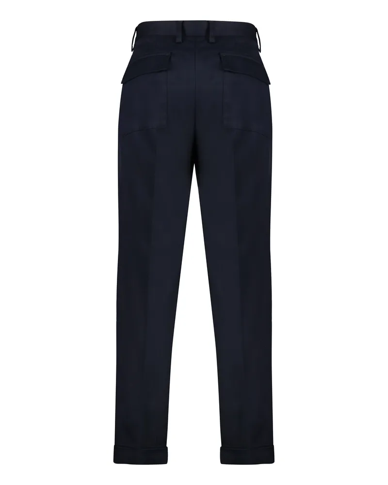 Paolo Pecora Milano Men's Cotton-Blend Roll-Up Trousers Blue Lycra Blue