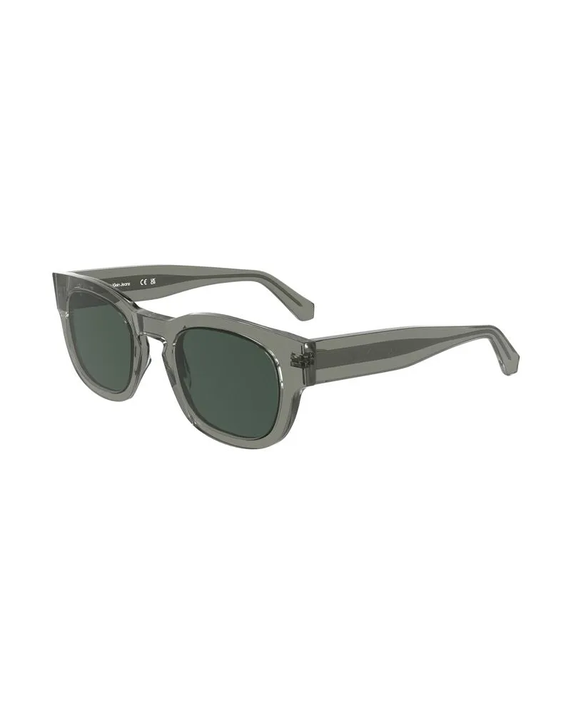 Calvin Klein CA-38303 Acetate Round-Frame Sunglasses — Gray Gray