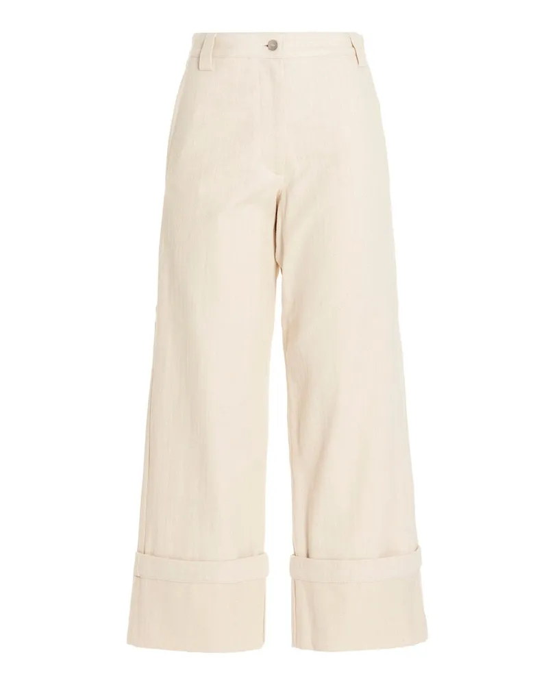Moncler Flared Denim with Zipper Jeans — White White
