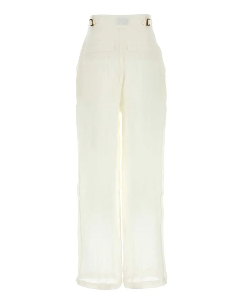 Le Kasha 1918 Women White Linen Sohag Wide-Leg Pant Exterior: Organic Pantaloni White