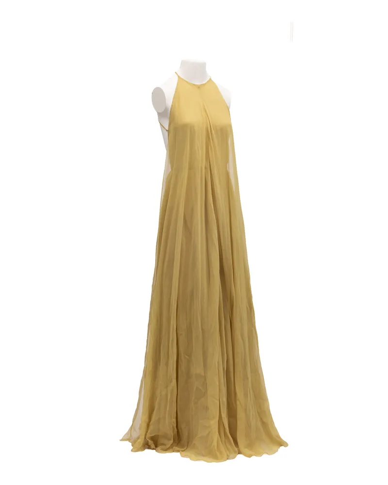 Valentino Garavani Women's Flowy Open-Back Evening Dress Yellow Yellow