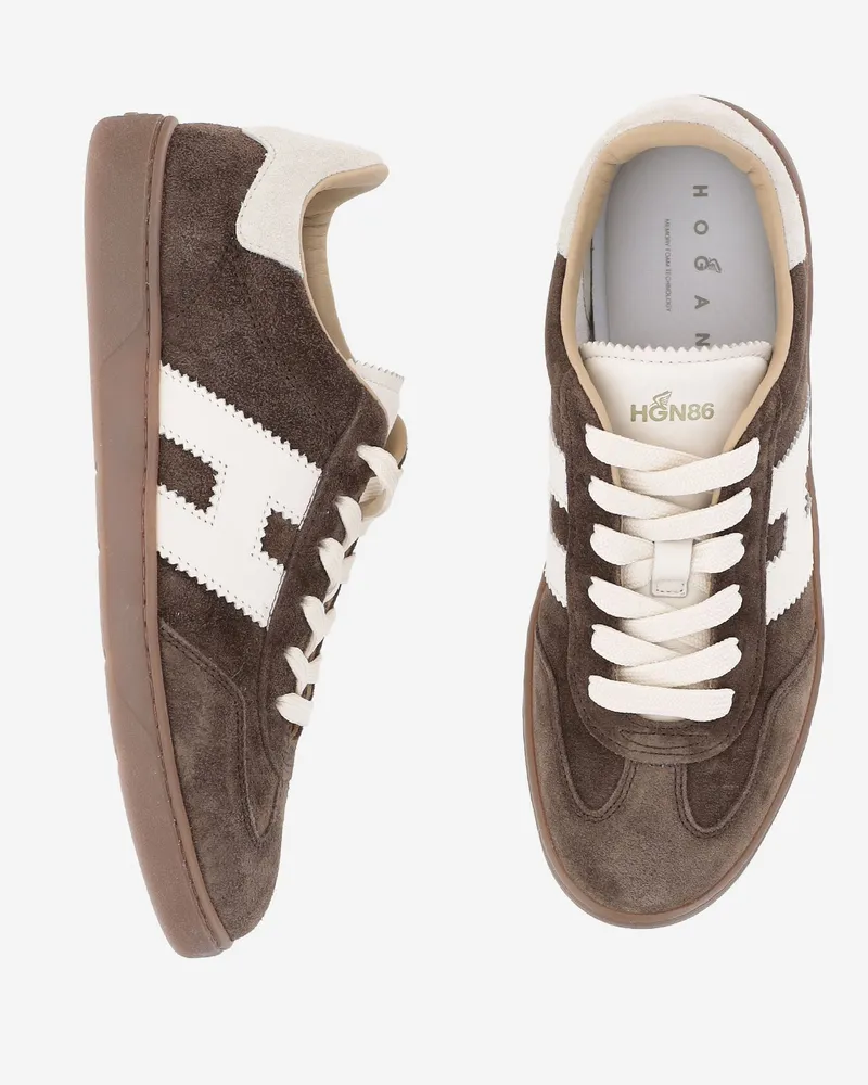 Hogan Women's Sneakers Cool Brown Suede Trainers Brown