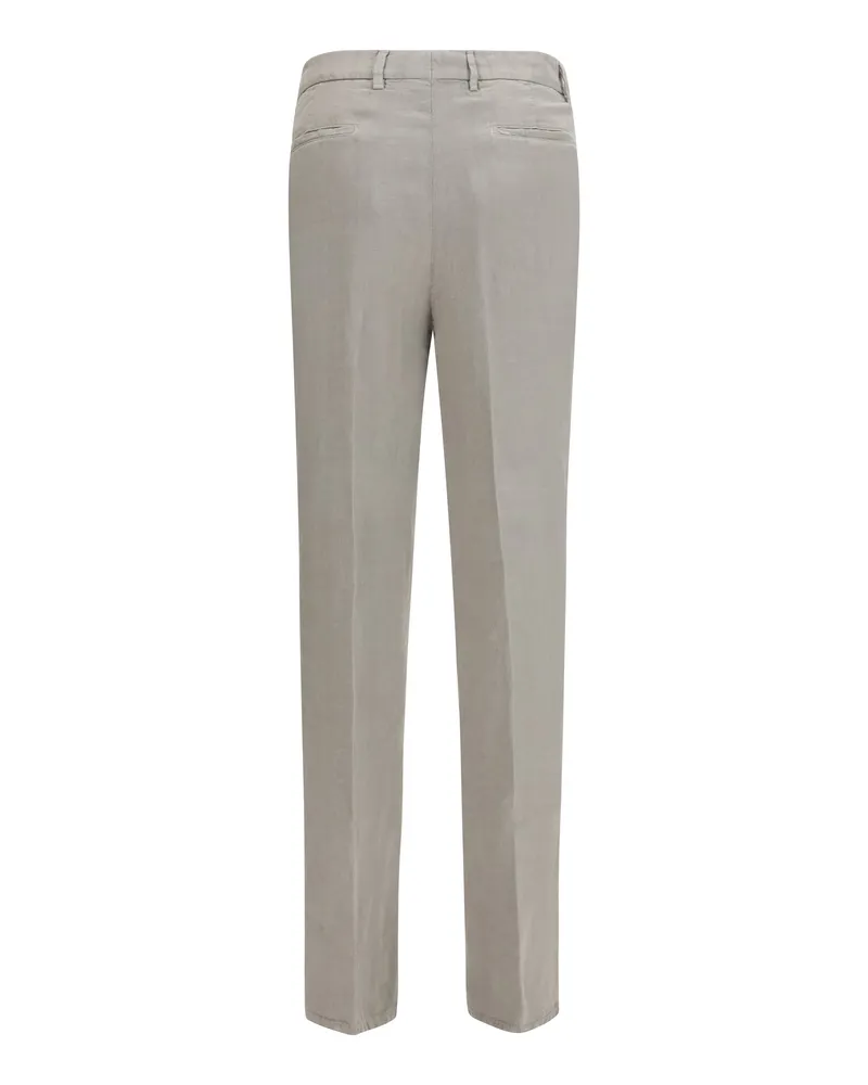 Brunello Cucinelli Men's Garment Dyed Ginen Gabardine Pants Kaky Linen Trousers Beige