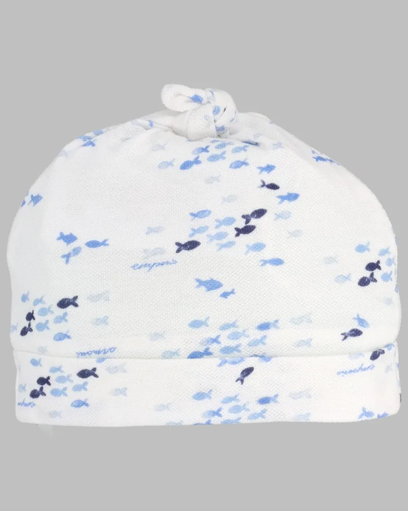 Emporio Armani 3RN404K_NJ0MZF917 Fish Motif Cotton Beanie — Multicolor Multicolor