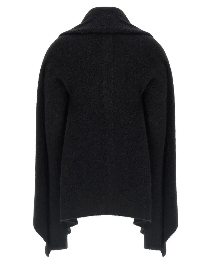 Rick Owens Hooded Medium Wrap Cardigan — Black Black