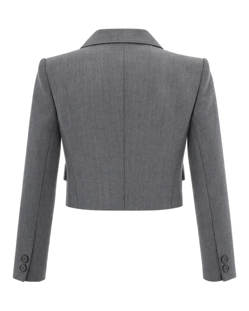 Elisabetta Franchi Cropped Wool Blazer — Gray Gray