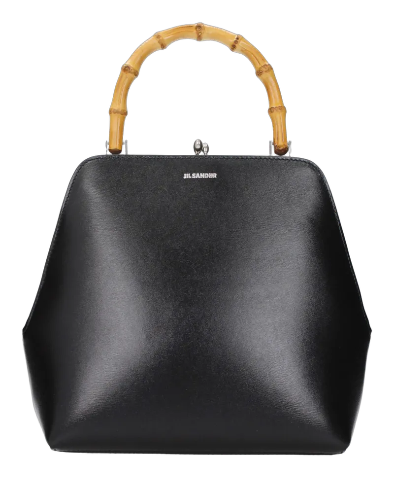 Jil Sander Women's Bamboo Handle Leather Top Bag Black Black