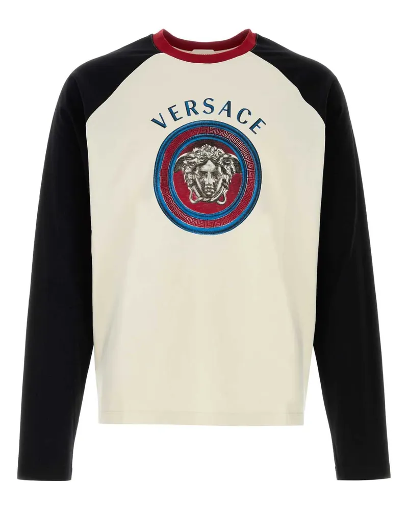 Versace Logo-Embroidered T-Shirt — White White