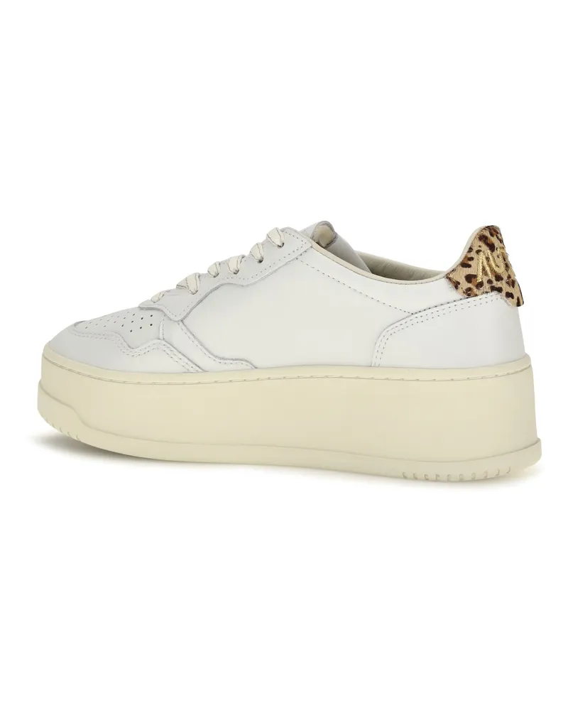 AUTRY Women's Platform Leather Sneakers Medalist White-Leopard Trainers White