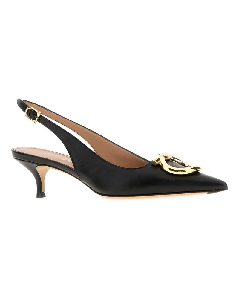 Ferragamo Women's Black Leather Sara 40 Pumps Neroneroamaretti Scarpe Con Tacco High Heel Shoes Black