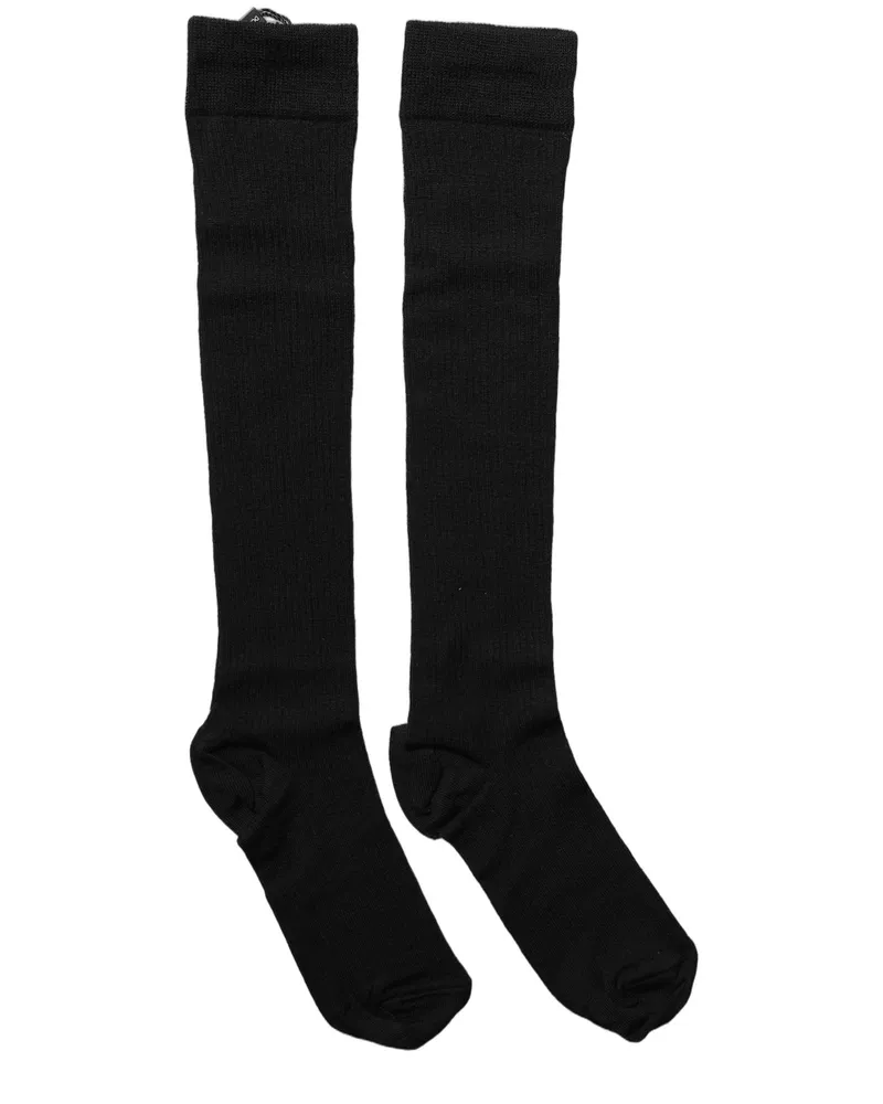 Dolce & Gabbana Black Wool Knit Calf Long Women Accessory Socks Nylon Elastane Acrylic Clothing Black