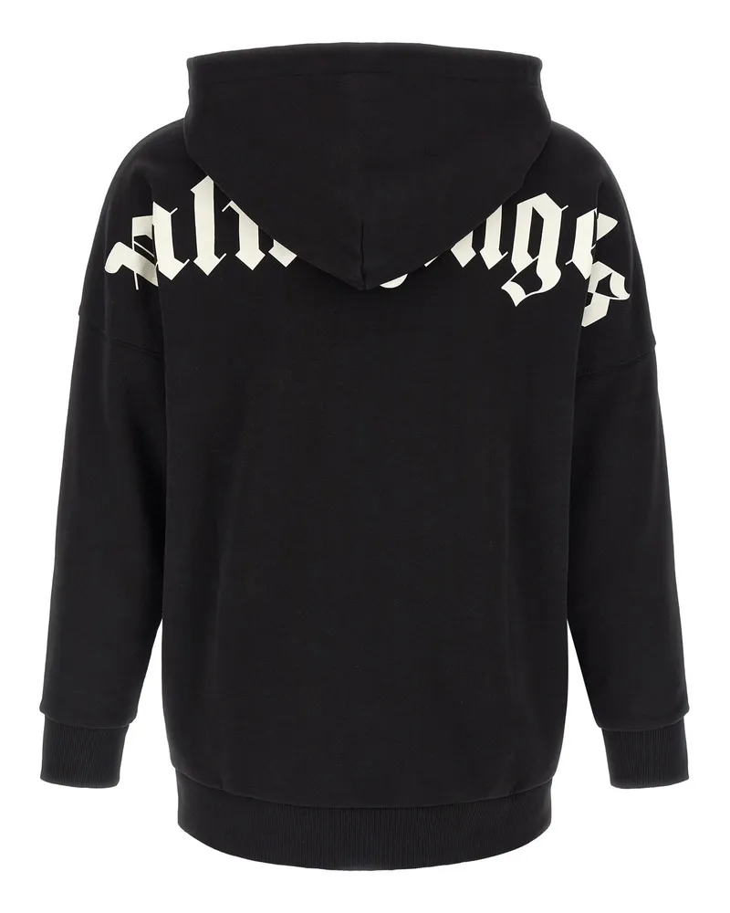 Palm Angels Logo-Printed Brushed Cotton Hoodie — Black Black