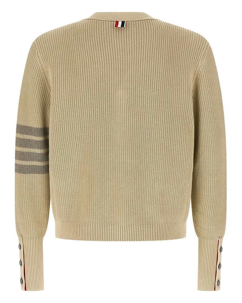 Thom Browne Garment-Dyed Cotton Cardigan — Cream Cream