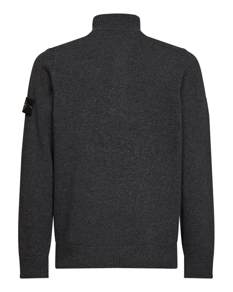 Stone Island Men's Lambswool Zip-Up Sweater Grey Virgin Wool Gray