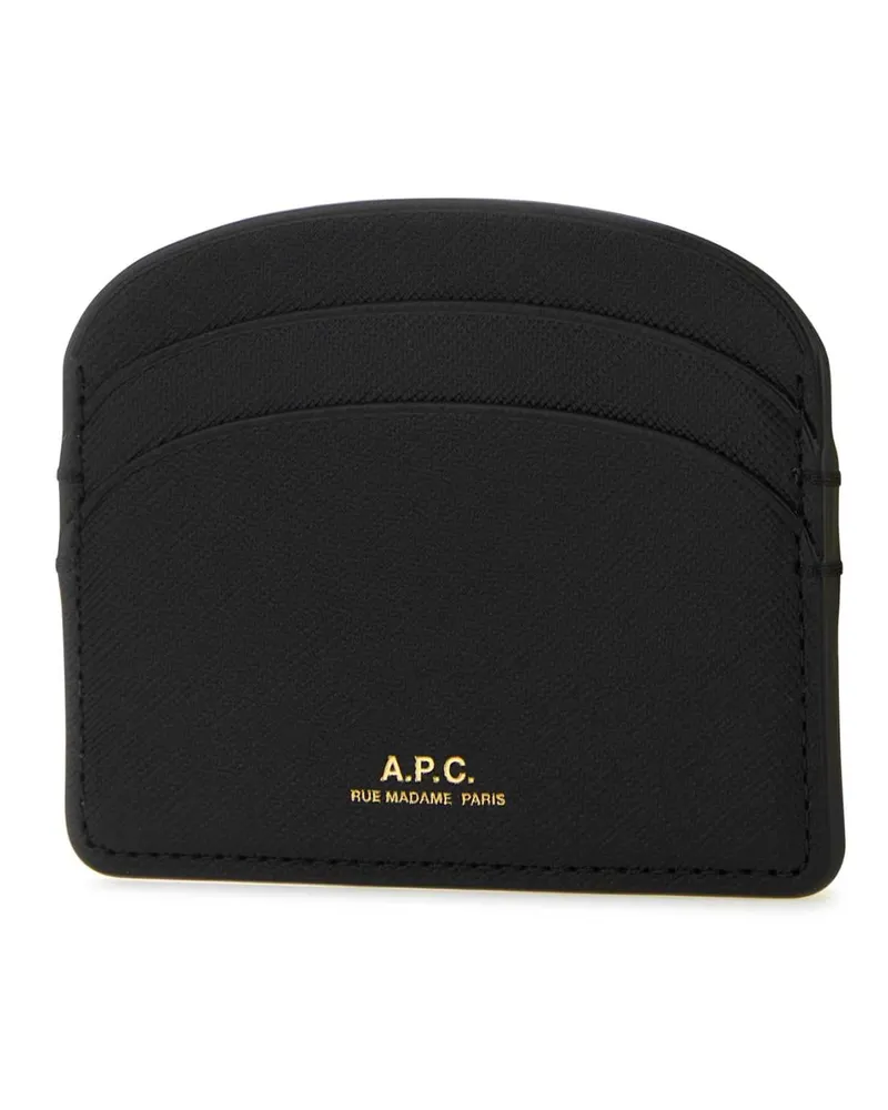 A.P.C. Women's Black Leather Demi-Lune Card Holder Lzz Calf Portafogli Wallet Black