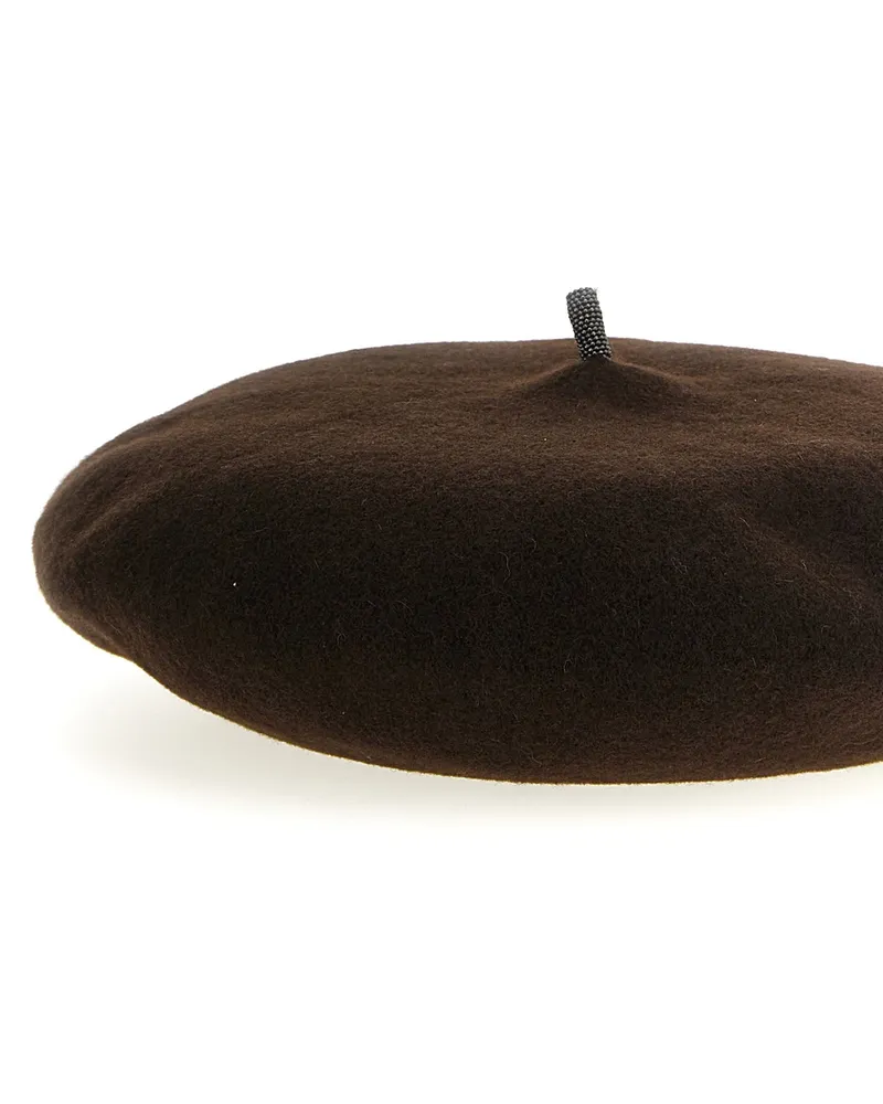 Brunello Cucinelli Precious Detail Wool Beanie — Brown Brown