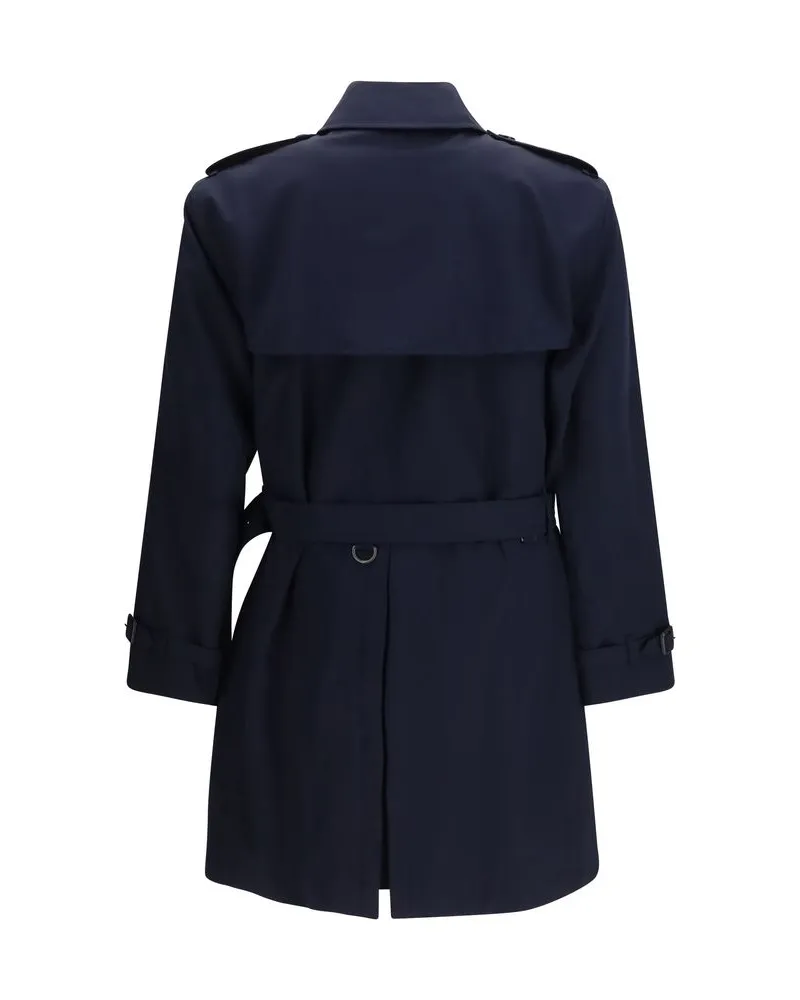 Burberry Men's Blue Cotton Trench Coat Clothing Navy