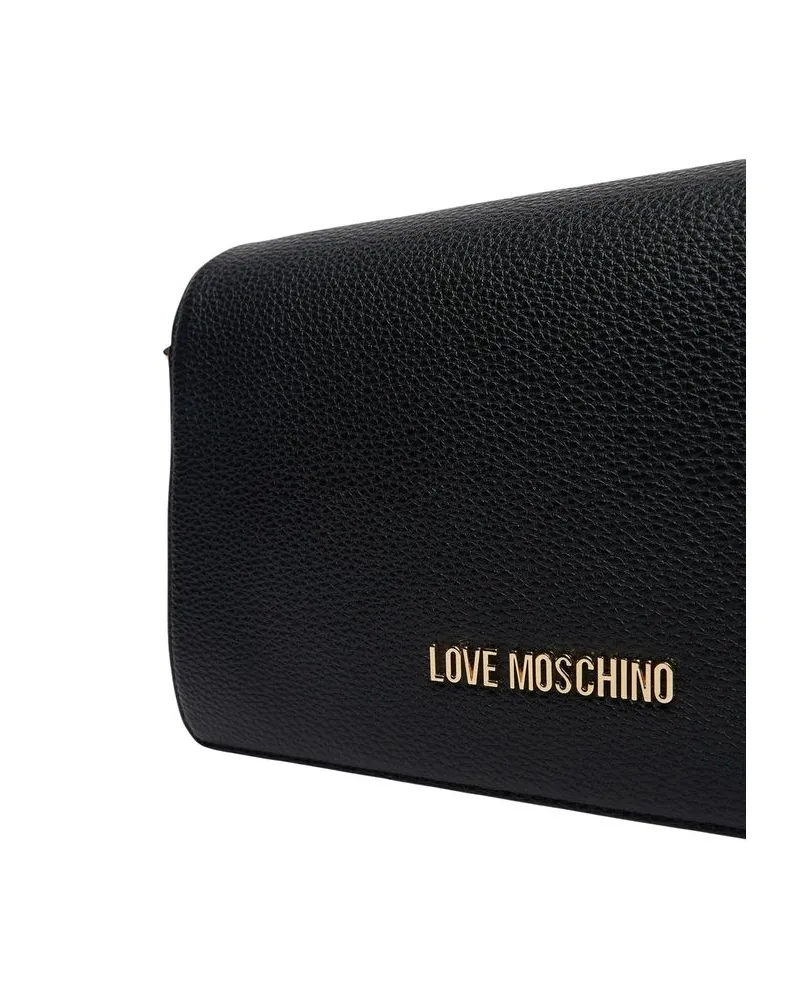 Moschino Women's Polyurethane Logo-Plaque Shoulder Bag Black Black