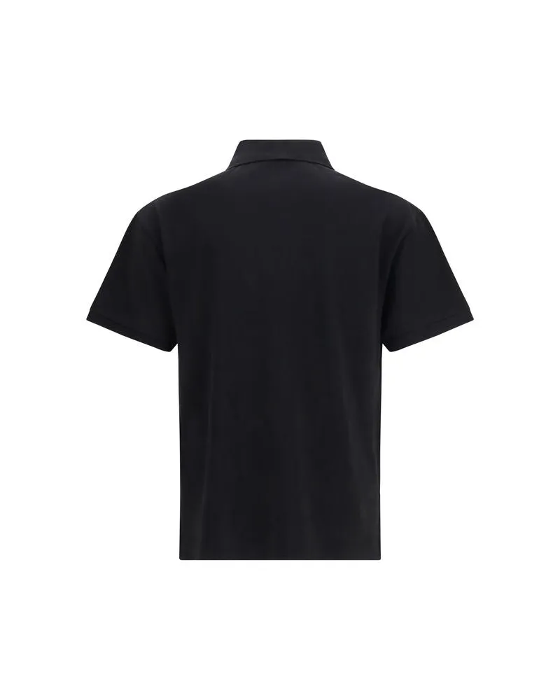 Palm Angels Men Black Cotton Polo Shirt Black