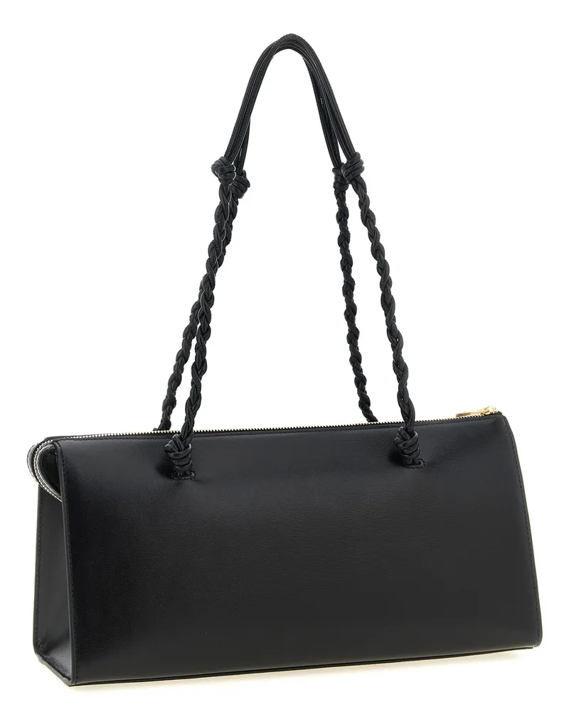 Jil Sander Tangle Tent Leather Shoulder Bag — Black Black