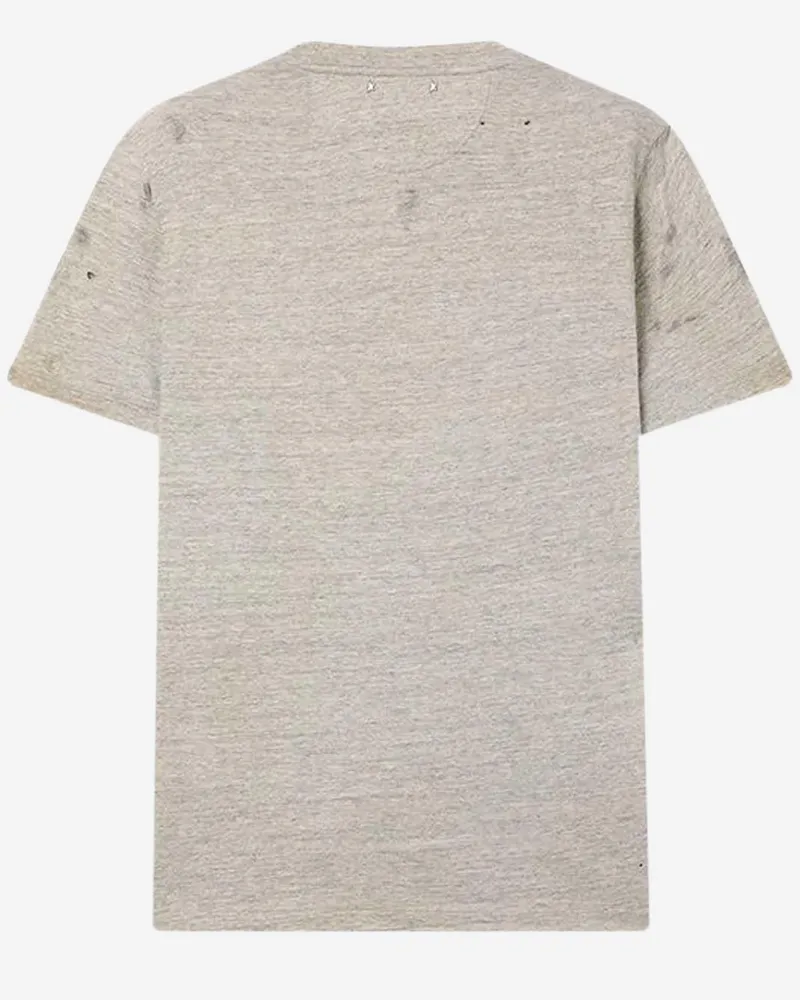 Golden Goose Men's Cotton T-Shirt With Logo Print Grey T-Shirts And Polos 
