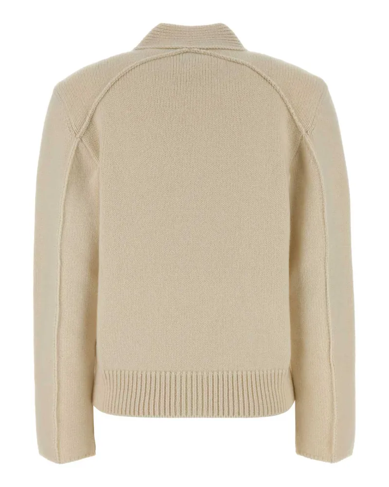 Bottega Veneta Women's Ivory Wool Blend Cardigan Beige Exterior: Nylon Elastane Maglieria Sweater Beige