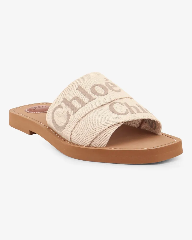Chloé Women's Sandals Woody Linen Beige Linen-Rubber Linen/rubber Beige
