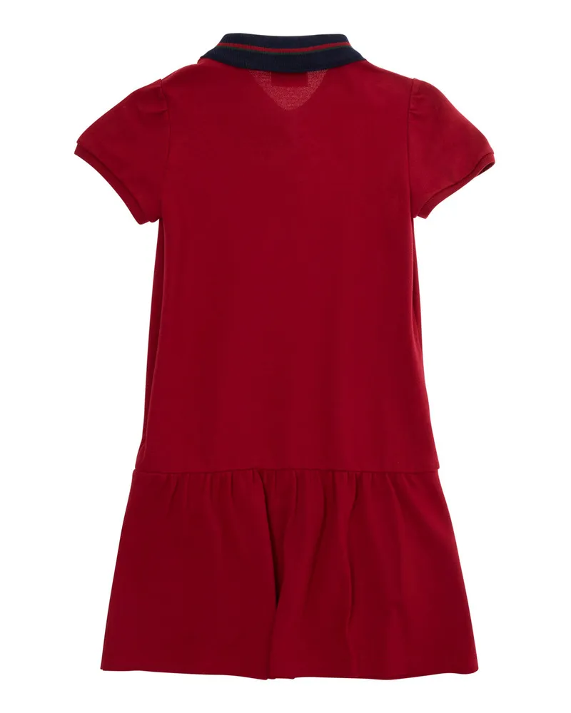 Gucci Cotton Polo Dress with Web Detail Dress — Red Red