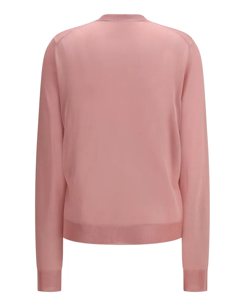 Fendi Women's Crewneck Cardigan Viscose Pink Sweater Pink