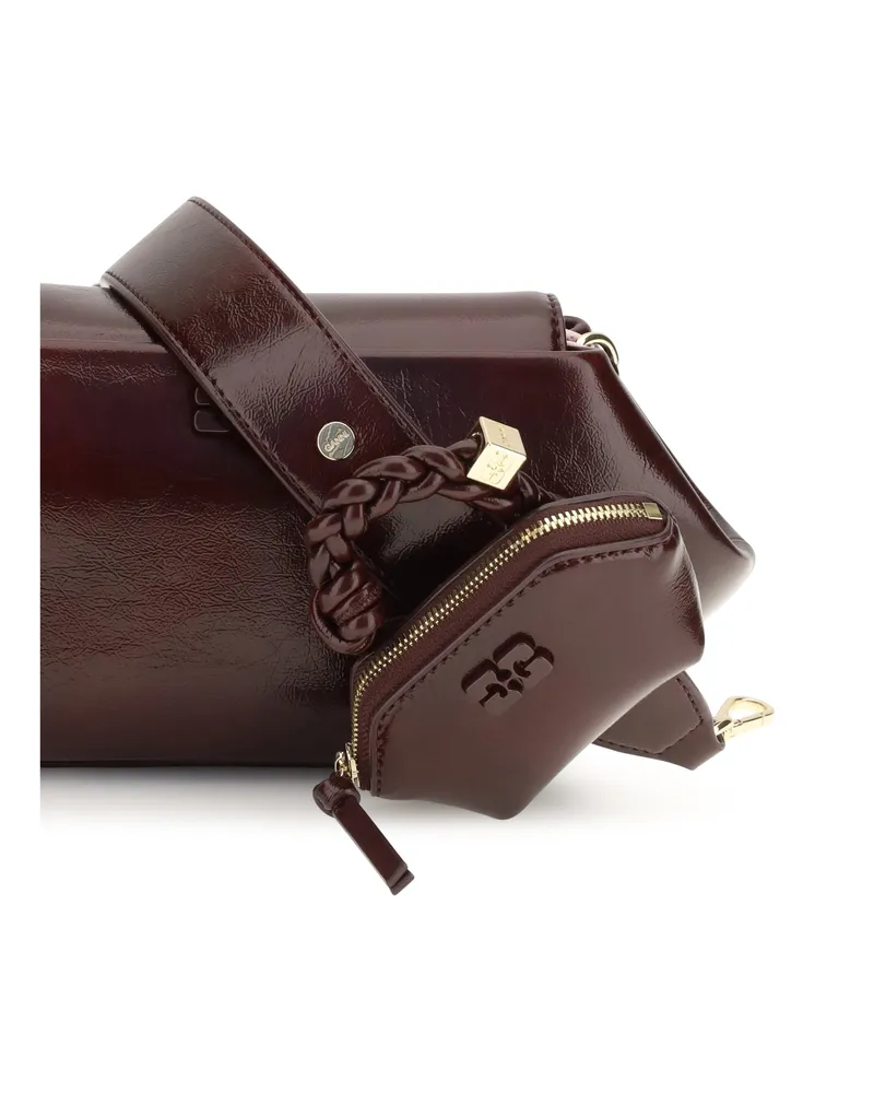 Ganni Bou East/West Synthetic Crossbody Bag — Burgundy Burgundy